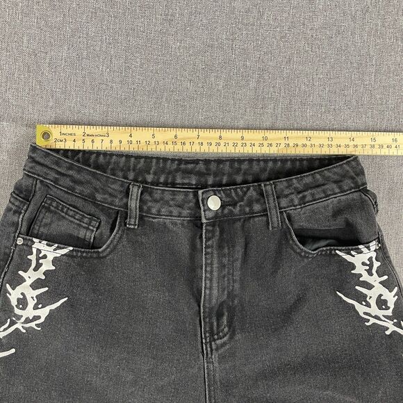 EZwear Jeans L Loose Relaxed High Waist Lightning Y2K Style Skater Goth Punk - Picture 8 of 12